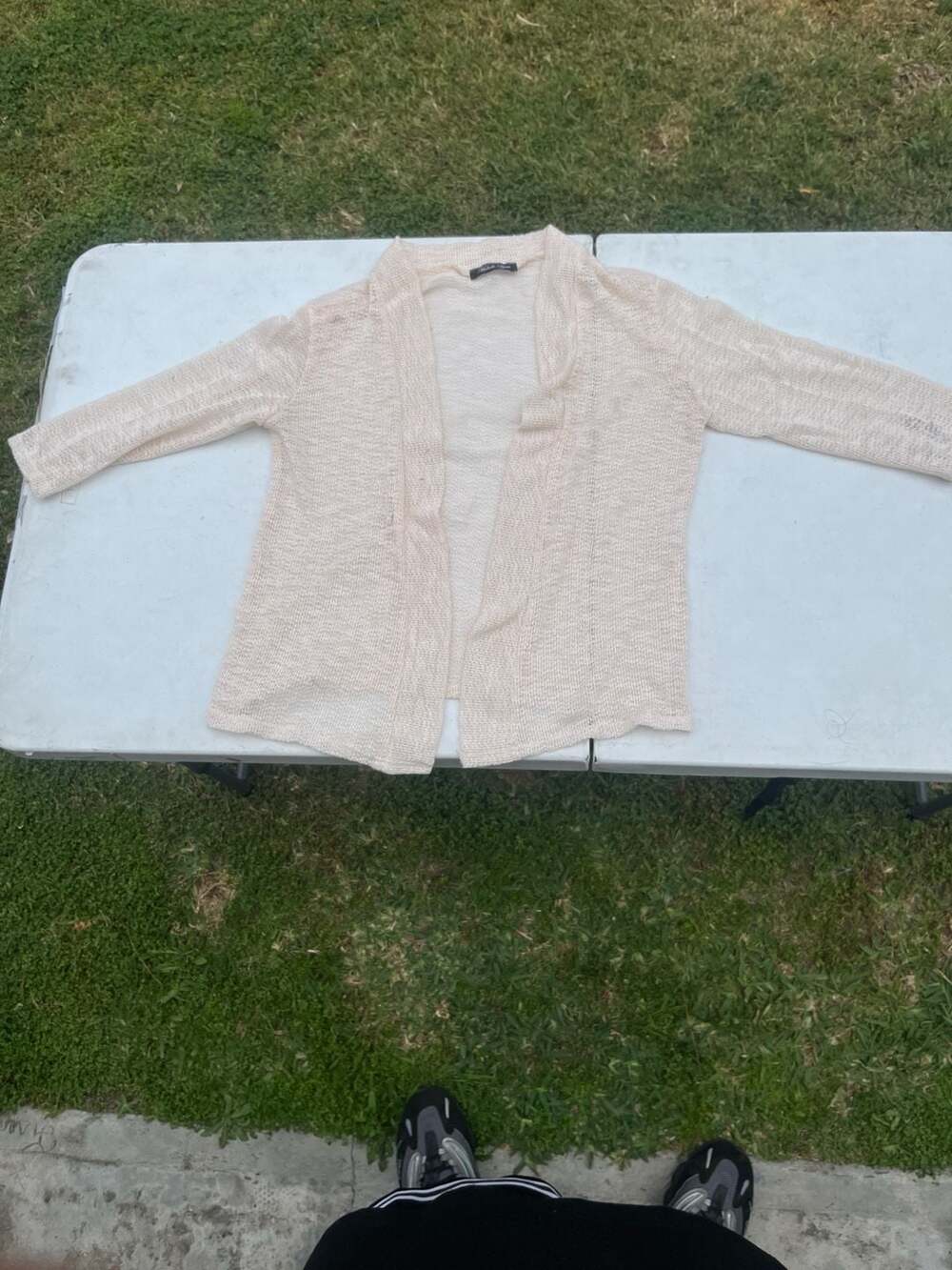 Michelle Lynn Cream Lightweight Open Front Knit Cardigan